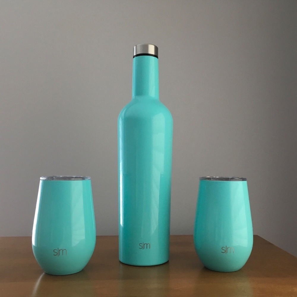 Simple Modern Insulated 750ml Bottle and 2 12oz Stemless Cups w/ Lid Caribbean
